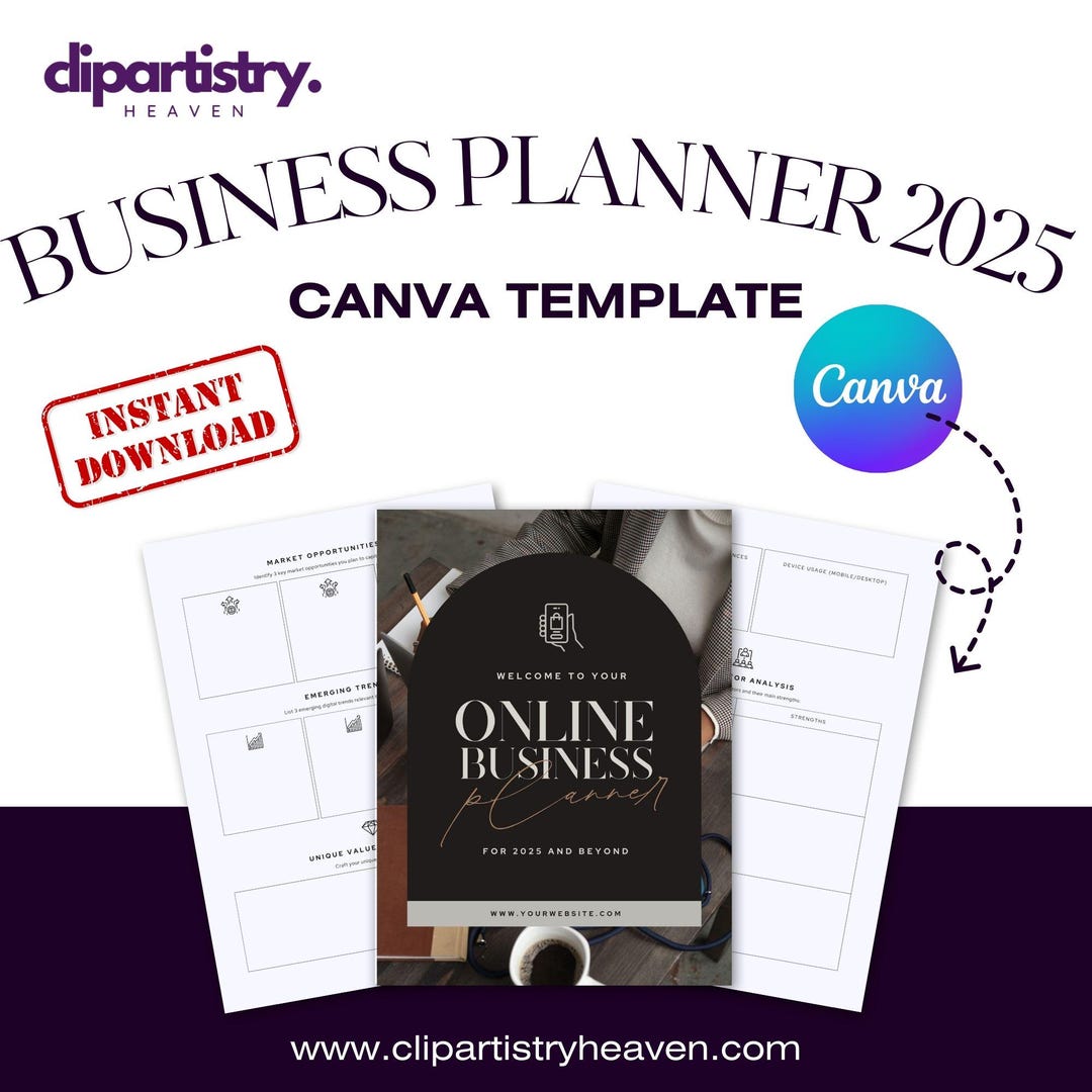 Business planner 2025 printable templates for small business canva