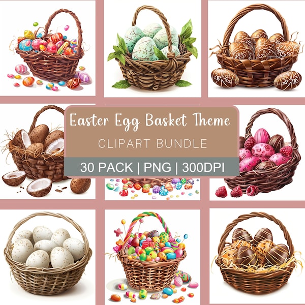 Easter Egg Basket Bundle Chocolate Egg PNG Bundle, Easter Theme PNG Bundle, Easter Egg Bundle Offer, Digital Download, Commercial Use