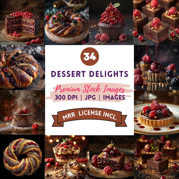 Master Reseller Rights, Decadent Dessert Delights, Premium Chocolate & Sweet Treat Images, MRR Digital Bundle for Branding and Social Media