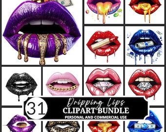 Dripping Lips PNG Bundle, Sexy Biting Lips Clipart, Red Glitter Lips Digital Download, Sublimation and DTF Design for Tumblers & Shirts