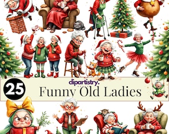 Funny Granny Clipart Bundle: Retro Sassy Grandma PNG Graphics (Digital Download)