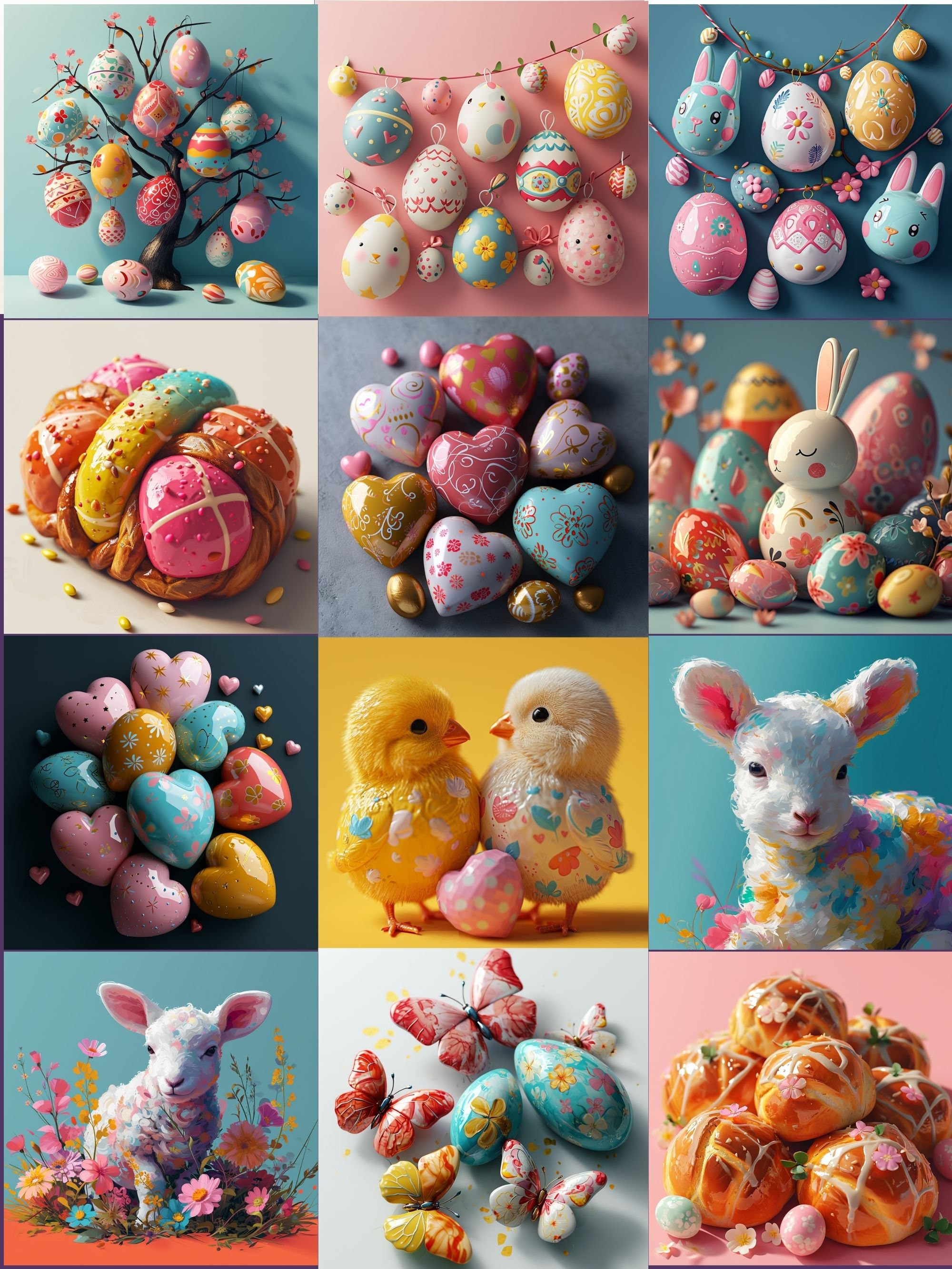 Easter Clipart Bundle, Modern Gloss Themed: Chic & Shiny Egg Designs ...