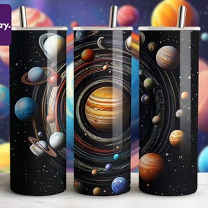Cosmic Galaxy Tumbler Wrap Celestial Planets Design for 20oz Tumblers Space Theme Sublimation Art