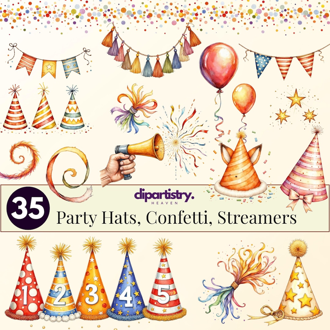party-hats-confetti-streamers-clipart-bundle-35-png-birthday