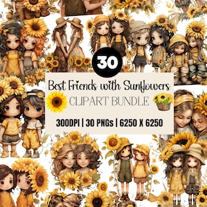 Mein bester Freund Sonnenblume PNG Pack für individuelle BFF Geschenke, 20 Designs für POD T-Shirts, Tassen, Kissen - sofortiger digitaler Zugang, transparenter Png