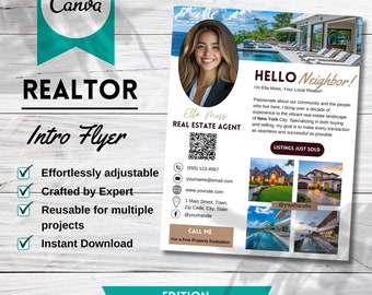 Realtor Intro Letter Template: Real Estate Marketing Flyer (Canva)