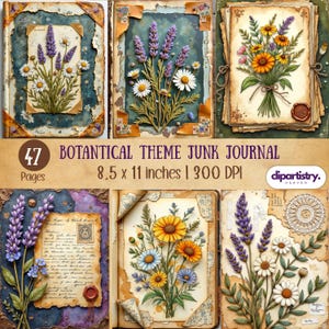 Kit de journal botanique indésirable Heirloom Botanica, pages imprimables et ensemble d'éphémères - Art esthétique de scrapbooking de jardin vintage de fleurs sauvages