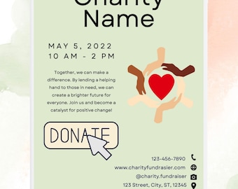 Editable Donation Flyer, Editable Charity Flyer, Editable Fundraiser Template, PTA Fundraiser, Fundraiser Printable, Donation Template