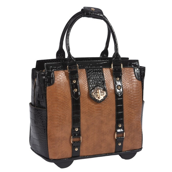 THE SAHARA Python and Alligator Rolling iPad, Tablet Laptop Tote Briefcase or Carryall Bag