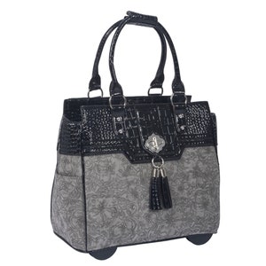 Stylish Rolling Laptop Bag | Carryall for up to 17 inch Laptop, Journals and Notebooks, Tablet | Rolling Briefcase Bag for Business Women