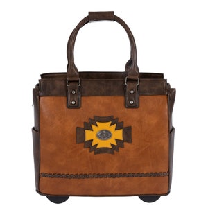 Rolling Briefcase for Women - Santa Fe Rolling Laptop Bag, Overnight Bag or Weekender Bag for Women Western Southwest