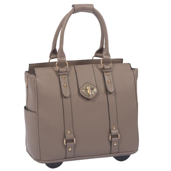 Rolling Briefcase for Women - The Executive Taupe Rolling Laptop Bag, Overnight Bag or Weekender Bag for Women - LESS THAN PERFECT