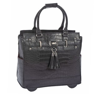 Accessories | Alligator Ladies Rolling Laptop Bag With Wheels | Rolling Briefcase for Women | Overnight and Travel Bag - The Timeless