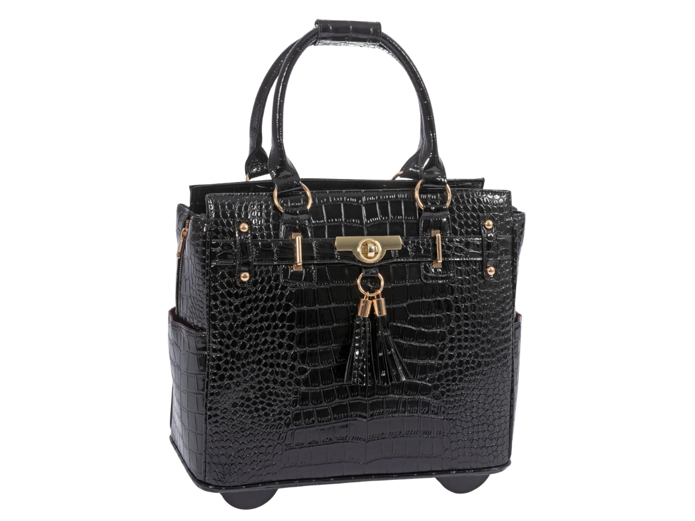 Leather Rolling Tote Bags For Teachers Rolling Work Bag For