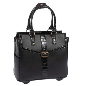 The Downtown Diva Roller Laptop Bag | Sleek Black Work Bag | Stylish Wheeled Tote for Working Women | Teacher Bags on Wheels  | Gift for Her