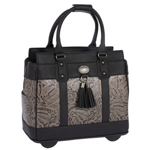 Dallas Western Style Rolling Briefcase for Women | Work Tote, Cowboy Western Rolling Computer Brief, Travel Carry‑On | Weekender with Wheels