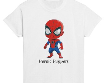 Camiseta clásica con cuello redondo para niños, superhéroes, caricatura, marionetas heroicas, Fan Art, ropa, moda infantil, cómics infantiles