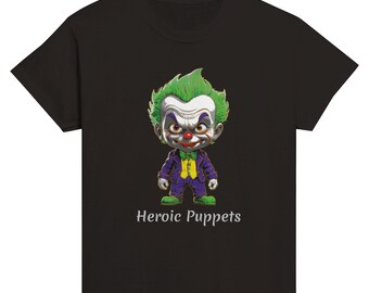 T-shirt girocollo classica per bambini Super Eroi Caricatura Heroic Puppets Fan Art Abbigliamento Bambino Moda Bambino Fumetti