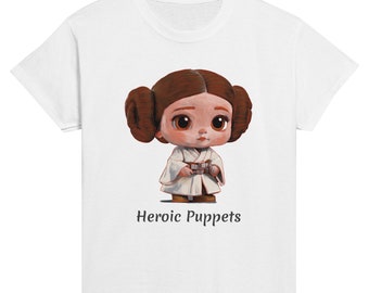 T-shirt girocollo classica per bambini Super Eroi Caricatura Heroic Puppets Fan Art Abbigliamento Bambino Moda Bambino Fumetti