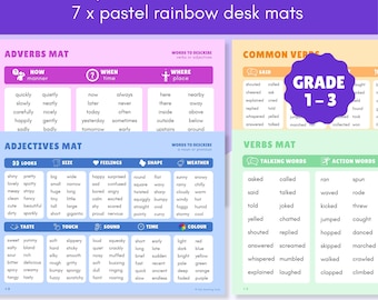 Tapetes de vocabulario para escritorio: verbos, adjetivos y adverbios (PDF)