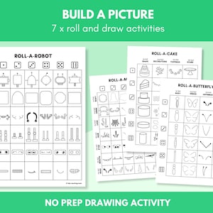 7 x Build a Picture / Roll and Draw (No Prep Drawing Activity)
