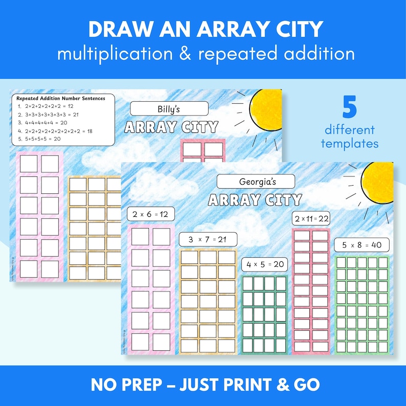 Make an Array City | No Prep Repeated Addition & Multiplication ...
