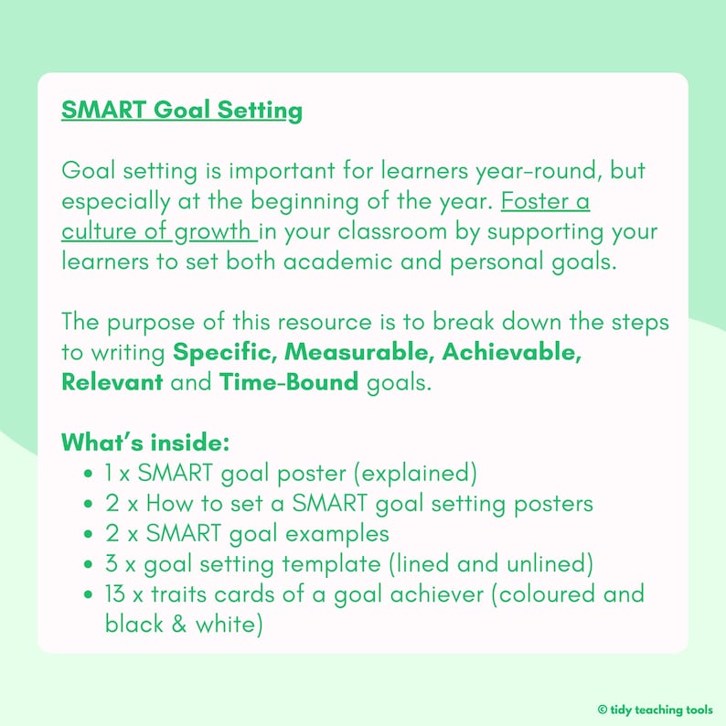 SMART Goal Setting for Kids | Worksheets & Posters - Etsy