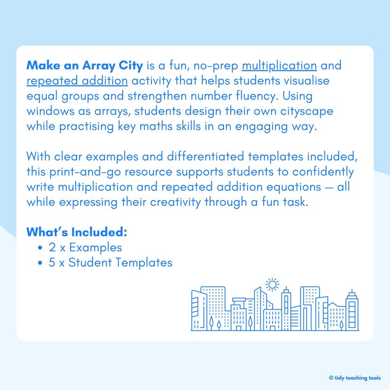 Make an Array City | No Prep Repeated Addition & Multiplication ...