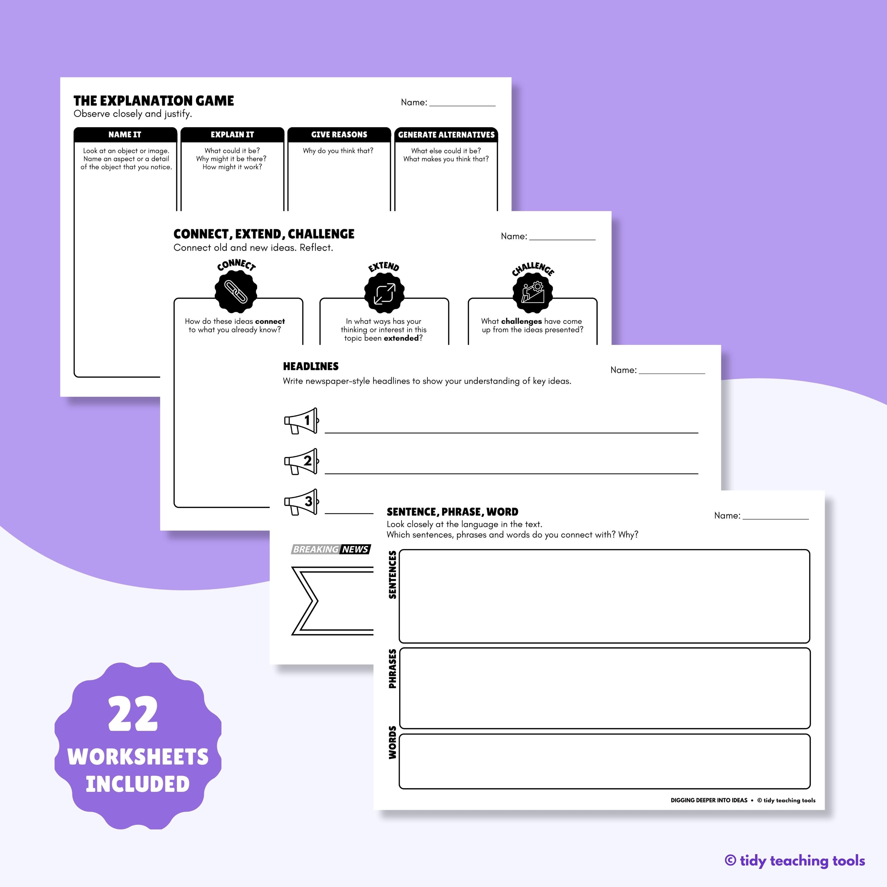 Visual Thinking Routines Sheets.pdf 22 X Visible Thinking Routines Worksheets | Cultures of Thinking - Etsy