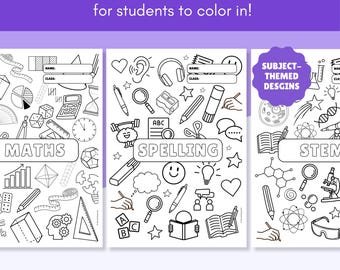 Editable Printable Workbook Covers for Students | Colour-In Subject Pages