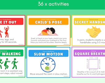 36 actividades para el cerebro sin preparación previa para el aula: tarjetas de actividades + cartelera