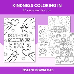 12 x Kindness Coloring In Sheets