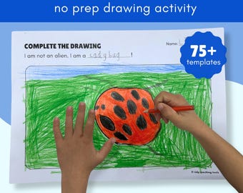 75 x Completa el dibujo (No soy un...Soy un....) Plantillas / Actividad de dibujo sin preparación