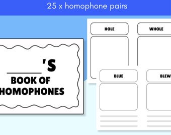Libro de clase de homófonos / 25 pares de homófonos