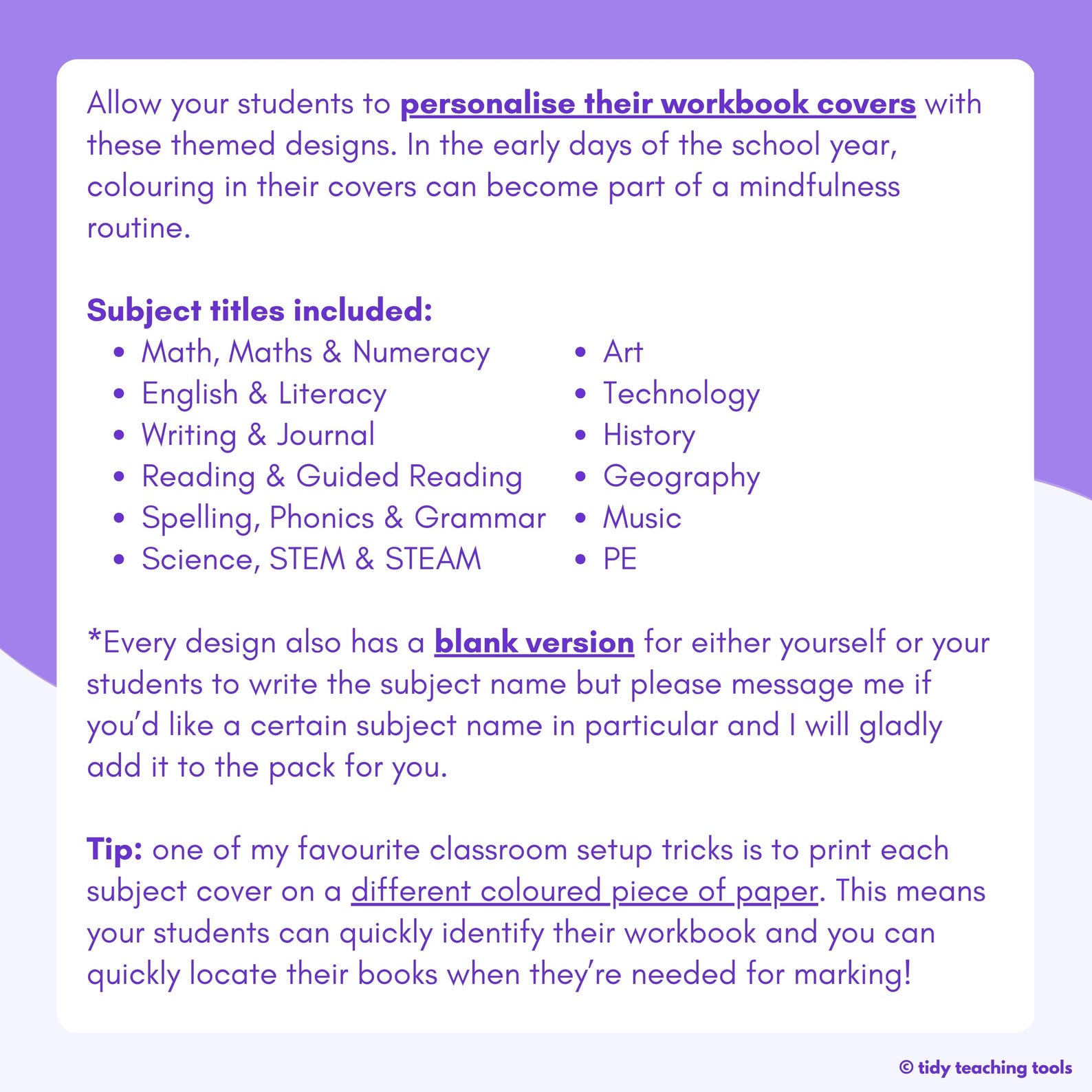 Subject Title Examples Editable Editable Printable Workbook Covers for Students | Colour-in Subject ...