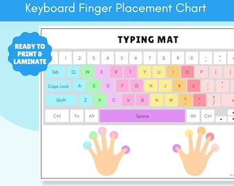 Tapete de mecanografía editable e imprimible para niños / Tabla de colocación de dedos en el teclado