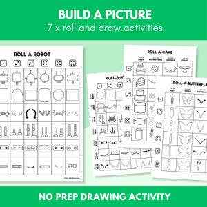 7 x Build a Picture / Roll and Draw (No Prep Drawing Activity)