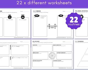 22 hojas de trabajo sobre rutinas de pensamiento visible / Culturas del pensamiento