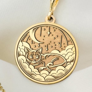 14K Solid Gold Cat Pendant, Dainty Cat Jewelry, Personalized Cute Cat Pendant, Cat Jewelry, Gold Animal Pendant, Woman Gift, Gift For Her