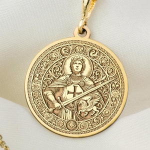 14K Solid Gold King Baldwin IV Necklace, Crusader King Medallion, Silver Leper King Jewelry, Kingdom Of Jerusalem Charm Pendant