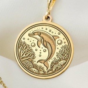 14K Solid Gold Dolphin Necklace, Personalized Dolphin Pendant, Dainty Dolphin Jewelry, Silver Dolphin Necklace, Ocean Pendant, Birthday Gift