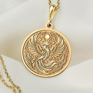 14K Solid Gold Phoenix Charm Pendant, Personalized Phoenix Bird Necklace, Dainty Phoenix Necklace, Silver Firebird Necklace, Gold Woman Gift