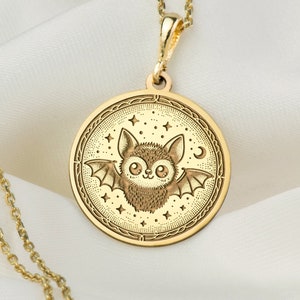 14K Solid Gold Bat Necklace, Cute Bat Bird Charm, Gold Bat Wings Pendant, Tiny Gold Bat Necklace, Personalized Bat Jewelry, Gift For Friends