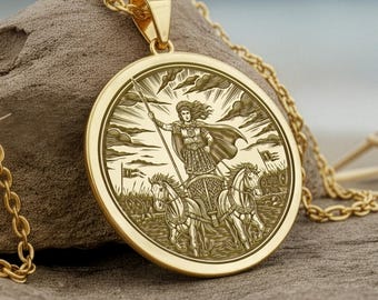 Collar Boudica: Colgante de Reina Guerrera, Joyería Celta de Plata, Amuleto de Carroza