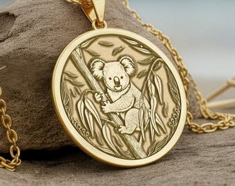 Koala Pendant: Personalized Wildlife Necklace, Sterling Silver Animal Jewelry