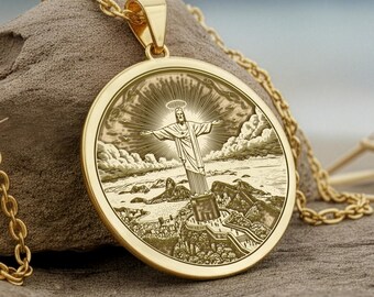 Christ the Redeemer Necklace, Rio de Janeiro Pendant, Religious Jesus Jewelry