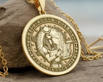 Thoth Necklace: Silver Ancient Egyptian Jewelry, Ibis Headed God Pendant