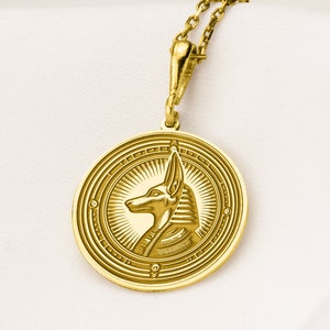14K Solid Gold Egyptian Anubis Necklace, Personalized Ancient Egypt Anubis Pendant, Anubis Sterling Silver Pendant Necklace, Anubis Charm