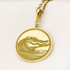 14K Solid Gold Alligator Necklace, Personalized Crocodile Charm Pendant, Wild Animal Jewelry, Silver Crocodile Charm Necklace, Birthday Gift