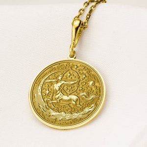 14K Solid Gold Centaur Charm Pendant, Silver Centaur Sagittarius Necklace, Mythical Fantasy Jewelry, Minimalist Centaur Pendant Jewelry